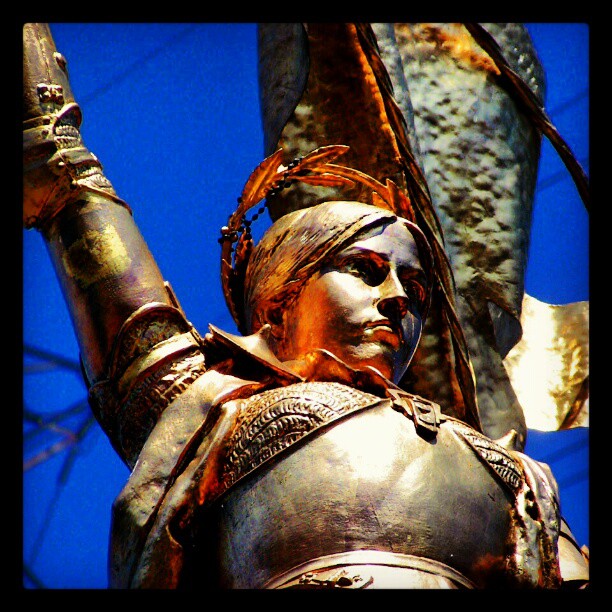 Stylized image of the statue of Joan of Arc in New Orleans.
