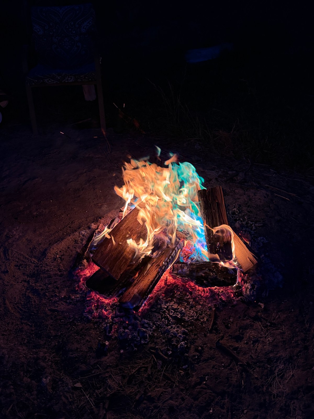 photo of a colorful campfire